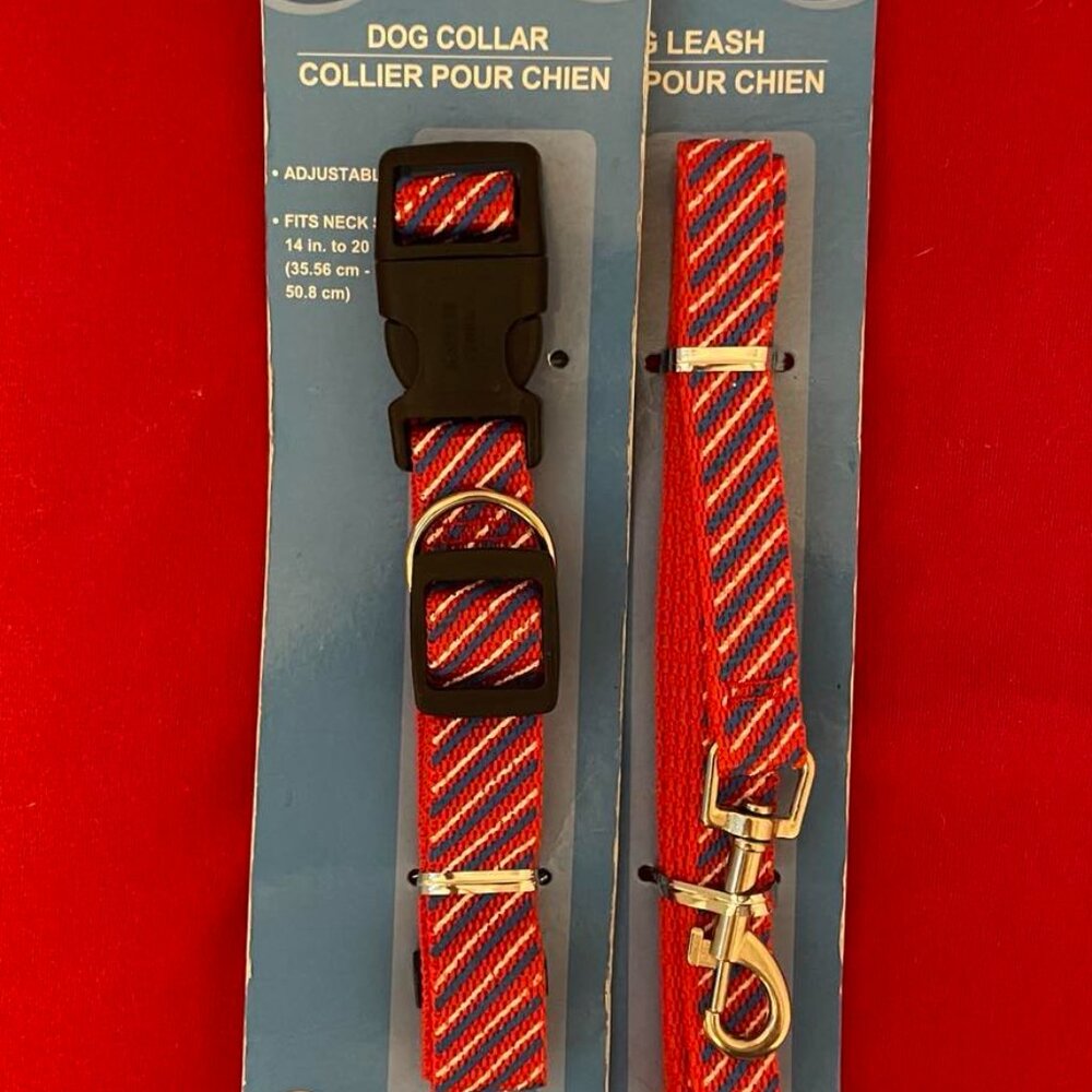 Dog Collar & Leash: Matching Set Striped Pet Leash & Collar, Medium